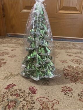 Christmas Tree with Evergreen Branches Accented with White Glittering Snow 9”